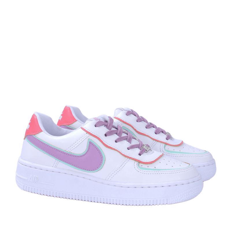 Nike Air Force Branco Rosa Lilás